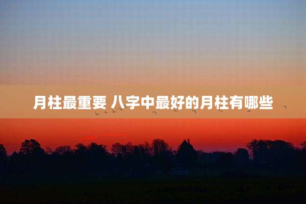 月柱最重要 八字中最好的月柱有哪些