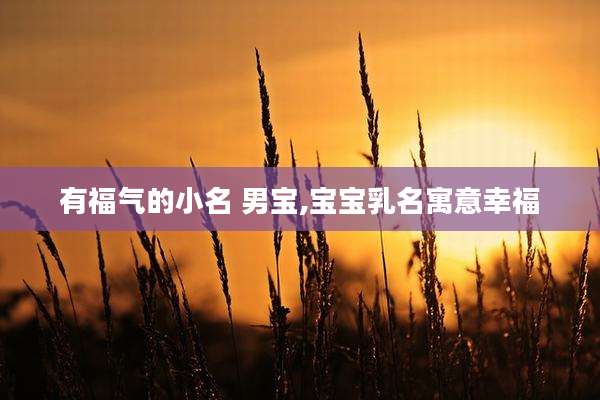 有福气的小名 男宝,宝宝乳名寓意幸福