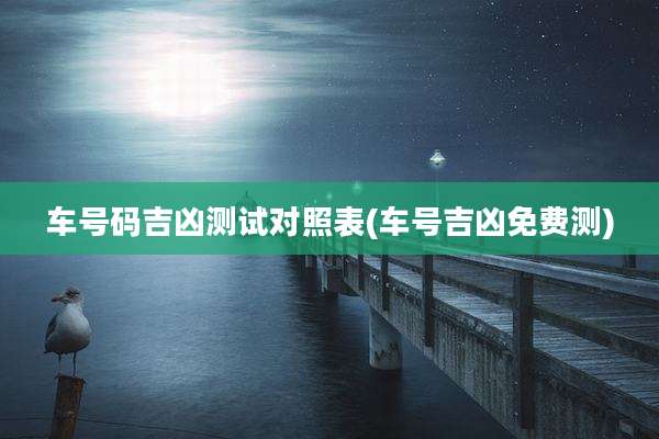 车号码吉凶测试对照表(车号吉凶免费测)
