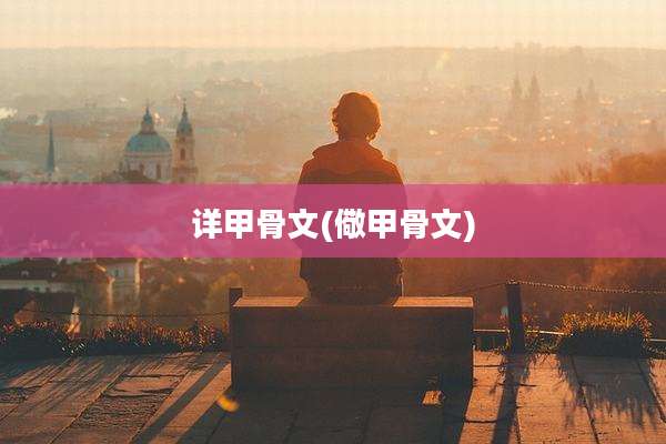 详甲骨文(儆甲骨文)