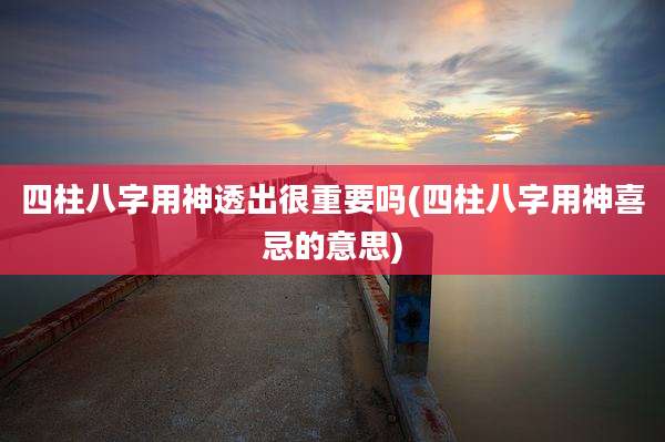 四柱八字用神透出很重要吗(四柱八字用神喜忌的意思)