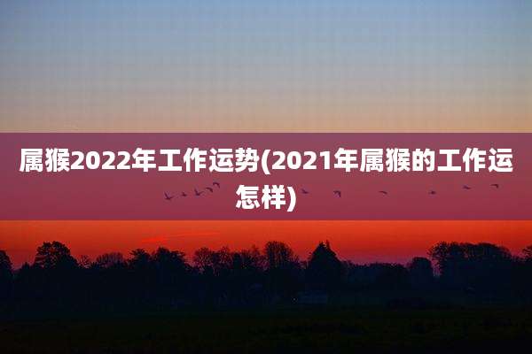 属猴2022年工作运势(2021年属猴的工作运怎样)