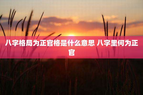 八字格局为正官格是什么意思 八字里何为正官