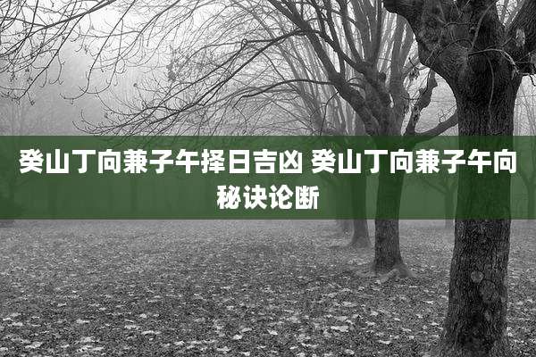癸山丁向兼子午择日吉凶 癸山丁向兼子午向秘诀论断