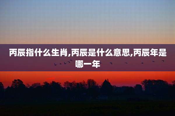 丙辰指什么生肖,丙辰是什么意思,丙辰年是哪一年