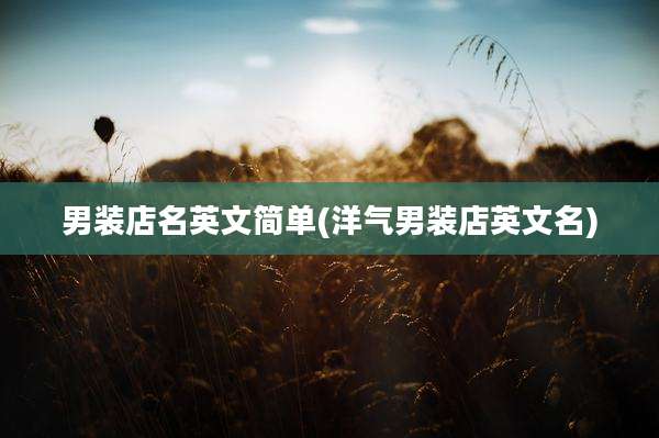 男装店名英文简单(洋气男装店英文名)