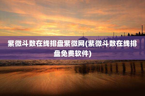 紫微斗数在线排盘紫微网(紫微斗数在线排盘免费软件)