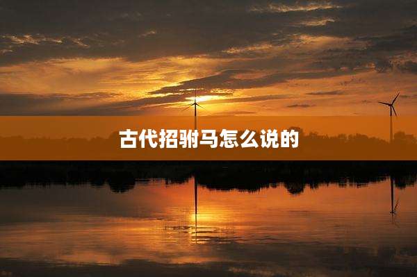 古代招驸马怎么说的