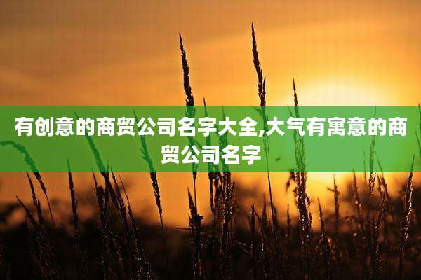 有创意的商贸公司名字大全,大气有寓意的商贸公司名字