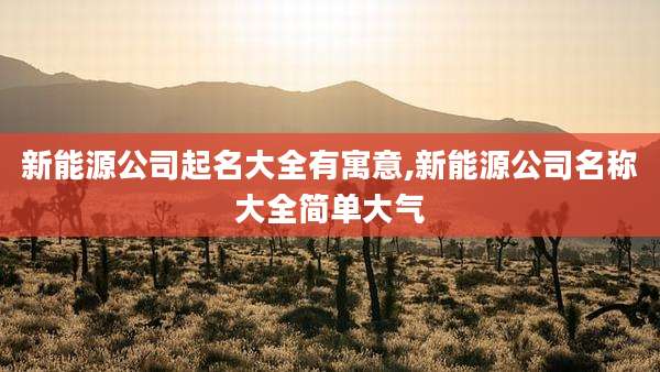 新能源公司起名大全有寓意,新能源公司名称大全简单大气