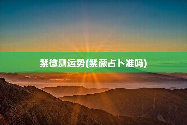 紫微测运势(紫薇占卜准吗)