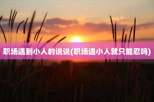 职场遇到小人的说说(职场遇小人就只能忍吗)