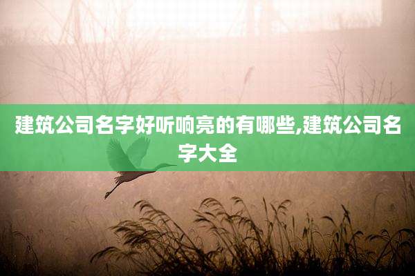 建筑公司名字好听响亮的有哪些,建筑公司名字大全