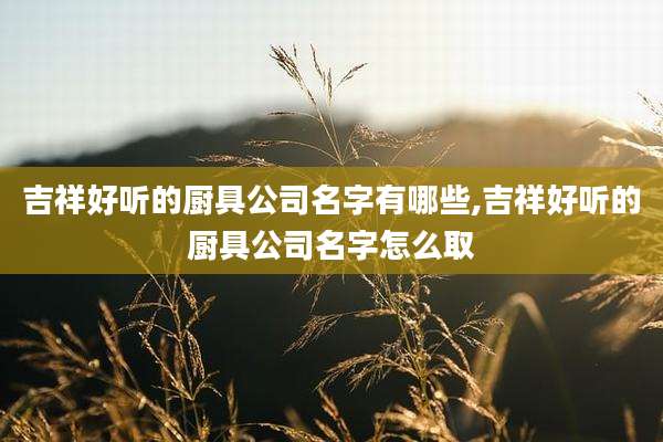 吉祥好听的厨具公司名字有哪些,吉祥好听的厨具公司名字怎么取