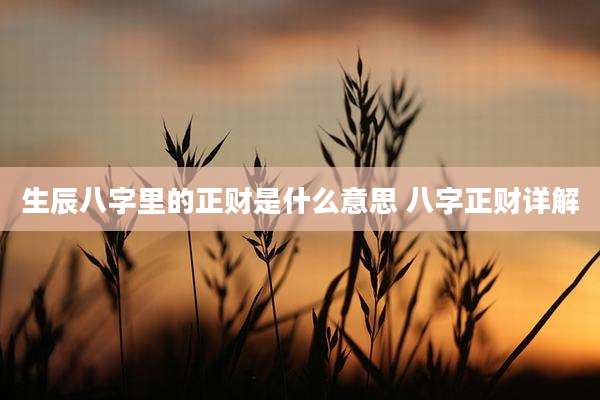 生辰八字里的正财是什么意思 八字正财详解