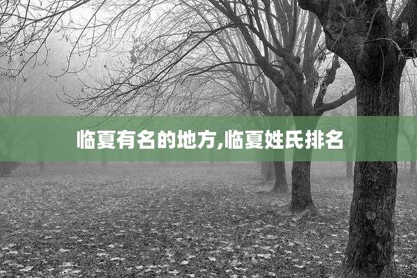 临夏有名的地方,临夏姓氏排名