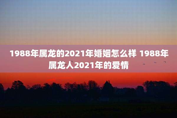1988年属龙的2021年婚姻怎么样 1988年属龙人2021年的爱情