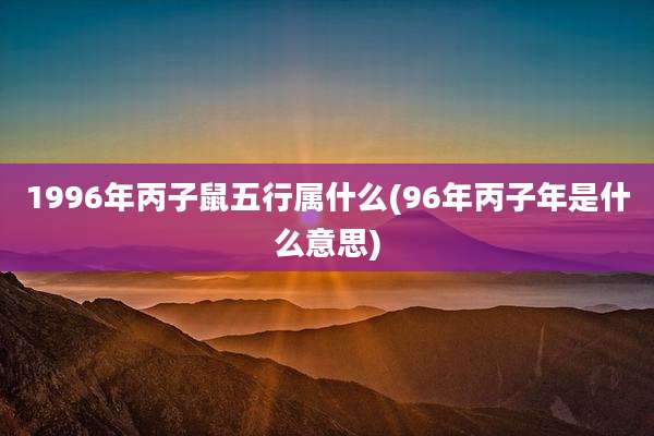 1996年丙子鼠五行属什么(96年丙子年是什么意思)