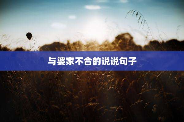与婆家不合的说说句子