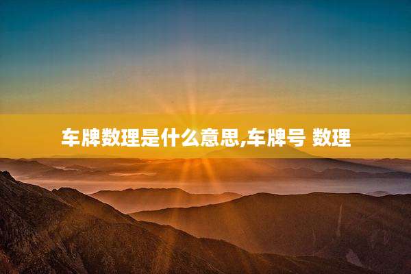 车牌数理是什么意思,车牌号 数理