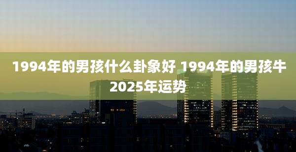 1994年的男孩什么卦象好 1994年的男孩牛2025年运势