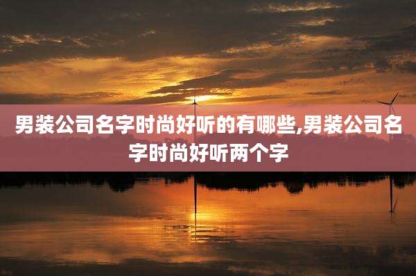 男装公司名字时尚好听的有哪些,男装公司名字时尚好听两个字