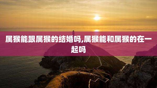 属猴能跟属猴的结婚吗,属猴能和属猴的在一起吗