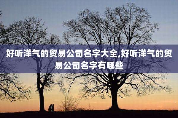 好听洋气的贸易公司名字大全,好听洋气的贸易公司名字有哪些