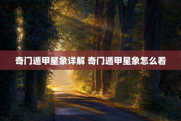 奇门遁甲星象详解 奇门遁甲星象怎么看