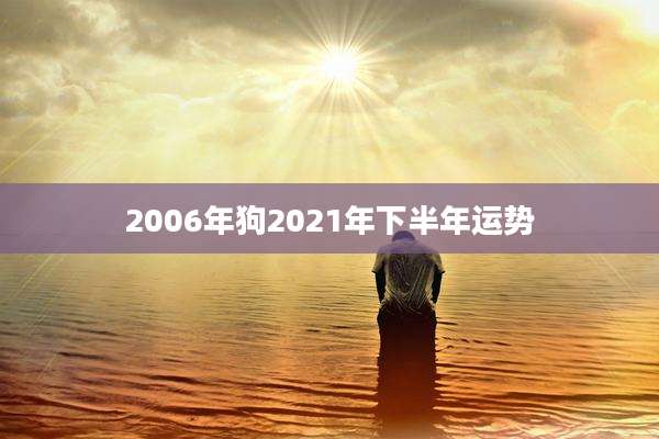 2006年狗2021年下半年运势