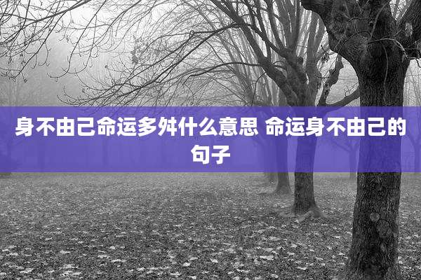 身不由己命运多舛什么意思 命运身不由己的句子