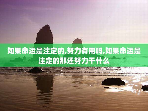 如果命运是注定的,努力有用吗,如果命运是注定的那还努力干什么