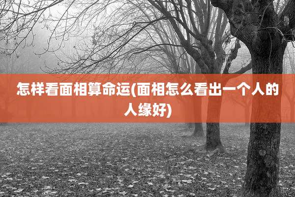 怎样看面相算命运(面相怎么看出一个人的人缘好)