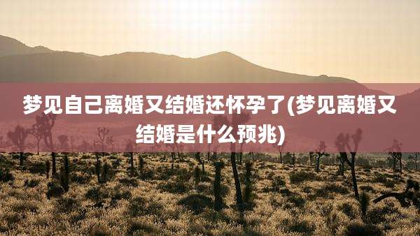 梦见自己离婚又结婚还怀孕了(梦见离婚又结婚是什么预兆)