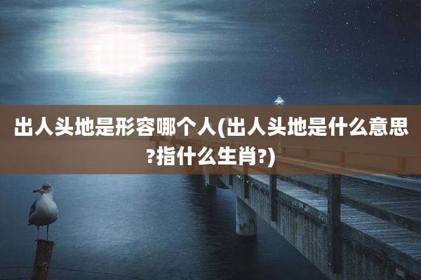 出人头地是形容哪个人(出人头地是什么意思?指什么生肖?)