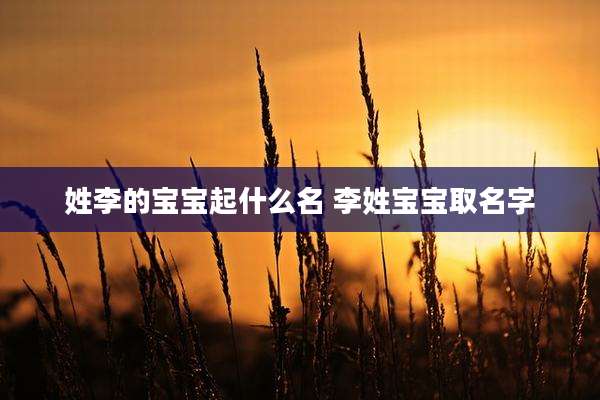 姓李的宝宝起什么名 李姓宝宝取名字