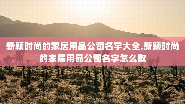 新颖时尚的家居用品公司名字大全,新颖时尚的家居用品公司名字怎么取