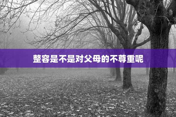 整容是不是对父母的不尊重呢