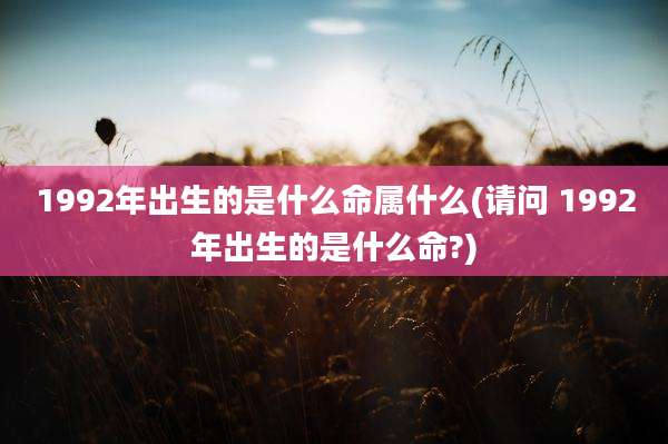 1992年出生的是什么命属什么(请问 1992年出生的是什么命?)