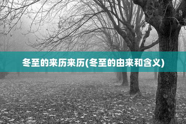 冬至的来历来历(冬至的由来和含义)