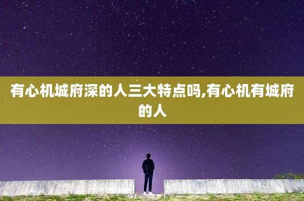 有心机城府深的人三大特点吗,有心机有城府的人