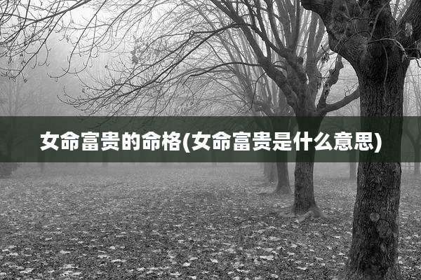 女命富贵的命格(女命富贵是什么意思)