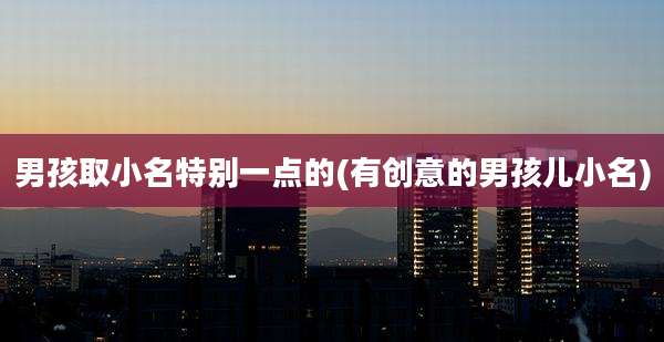 男孩取小名特别一点的(有创意的男孩儿小名)