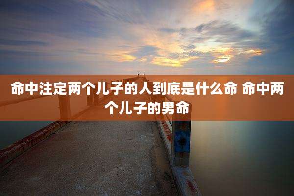 命中注定两个儿子的人到底是什么命 命中两个儿子的男命