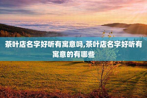 茶叶店名字好听有寓意吗,茶叶店名字好听有寓意的有哪些