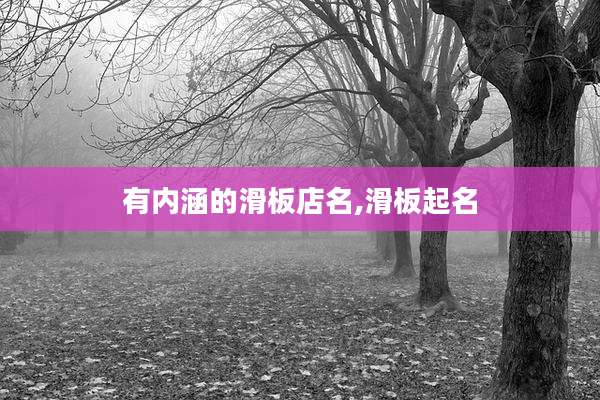 有内涵的滑板店名,滑板起名