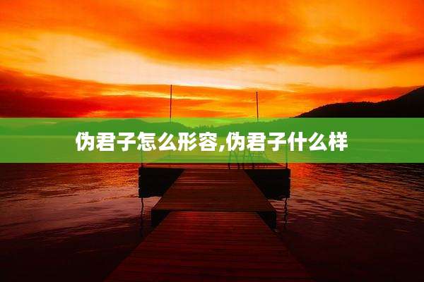 伪君子怎么形容,伪君子什么样