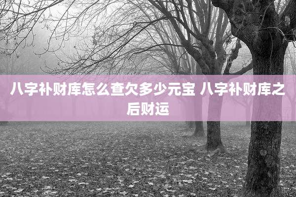 八字补财库怎么查欠多少元宝 八字补财库之后财运