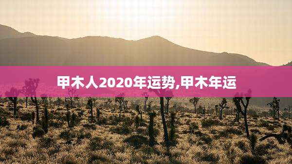 甲木人2020年运势,甲木年运