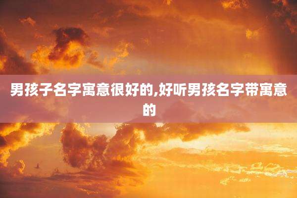 男孩子名字寓意很好的,好听男孩名字带寓意的
